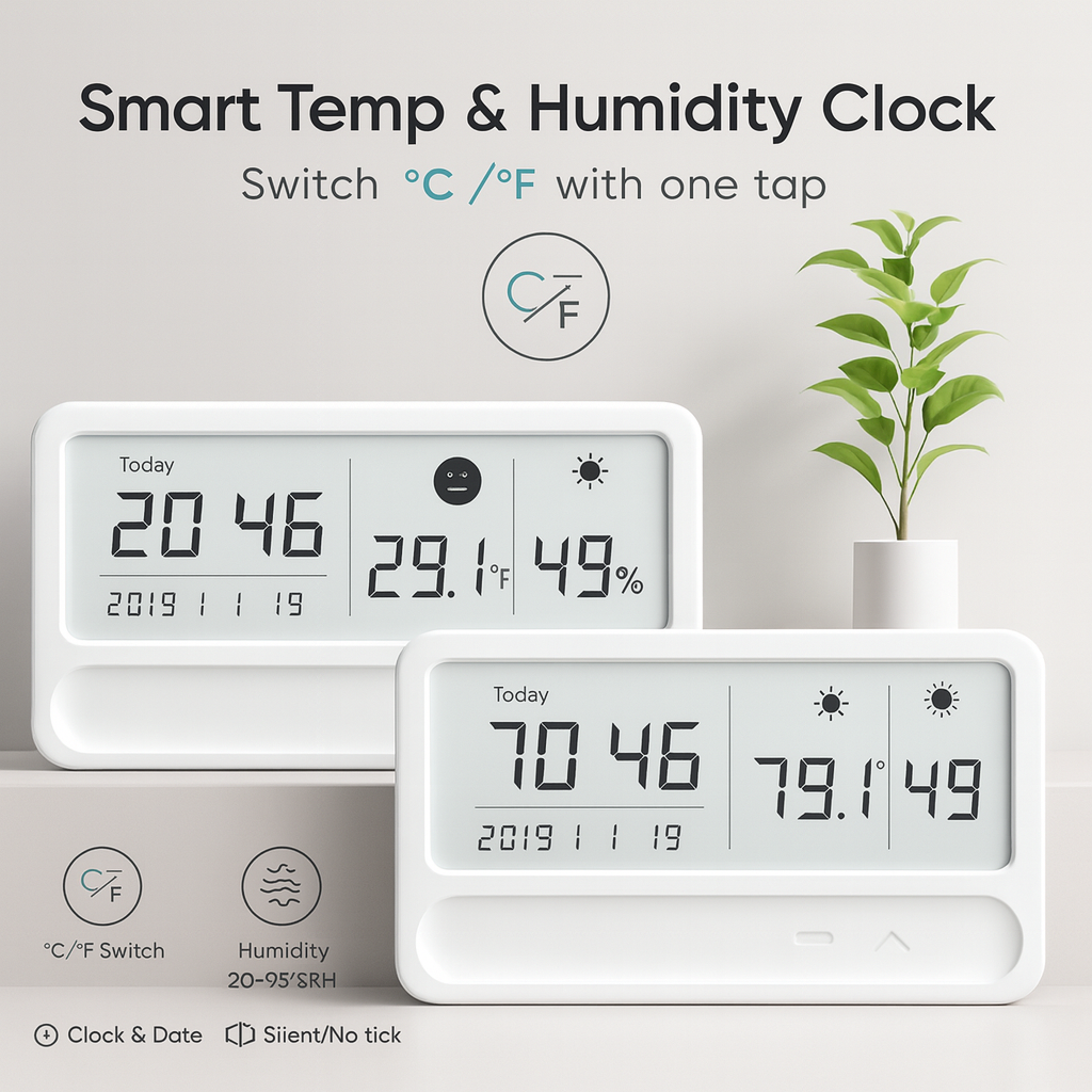 Digital Thermometer Hygrometer with Clock