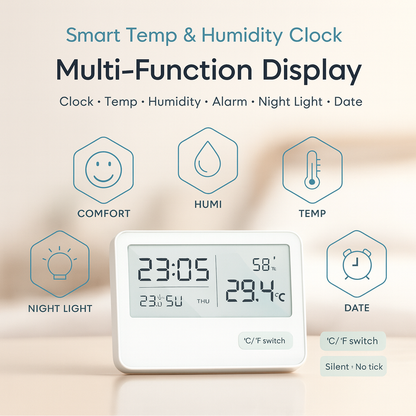 Digital Thermometer Hygrometer with Clock