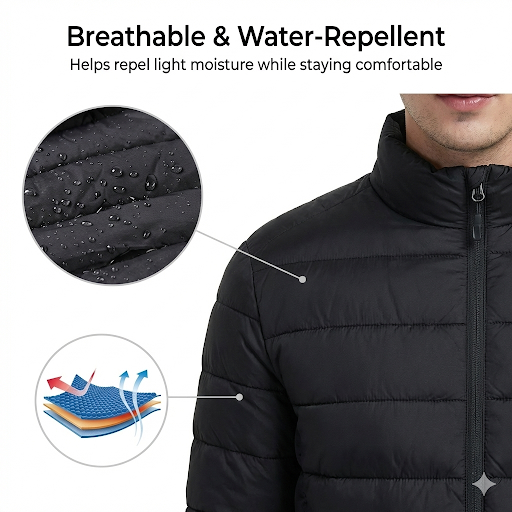 HeatCore 9：Men’s USB Heated Parka Jacket – Hooded Winter Warm Padded Coat, Solid Color (9 Heating Zones)