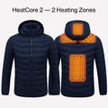 HeatCore 2：Men’s USB Heated Parka Jacket – Hooded Winter Warm Padded Coat, Solid Color (2 Heating Zones)