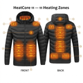 HeatCore 11：Men’s USB Heated Parka Jacket – Hooded Winter Warm Padded Coat, Solid Color (11 Heating Zones)