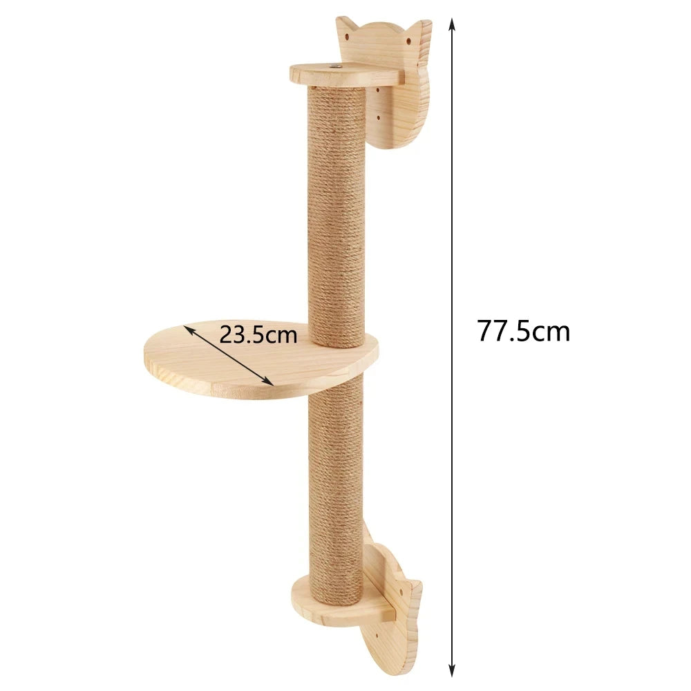 1 Piece Wall-mounted Cat Climbing Rope Solid Wooden Pedals And  Sisal Rope Kitten Training Claw Grinding Indoor Cat Furniture
