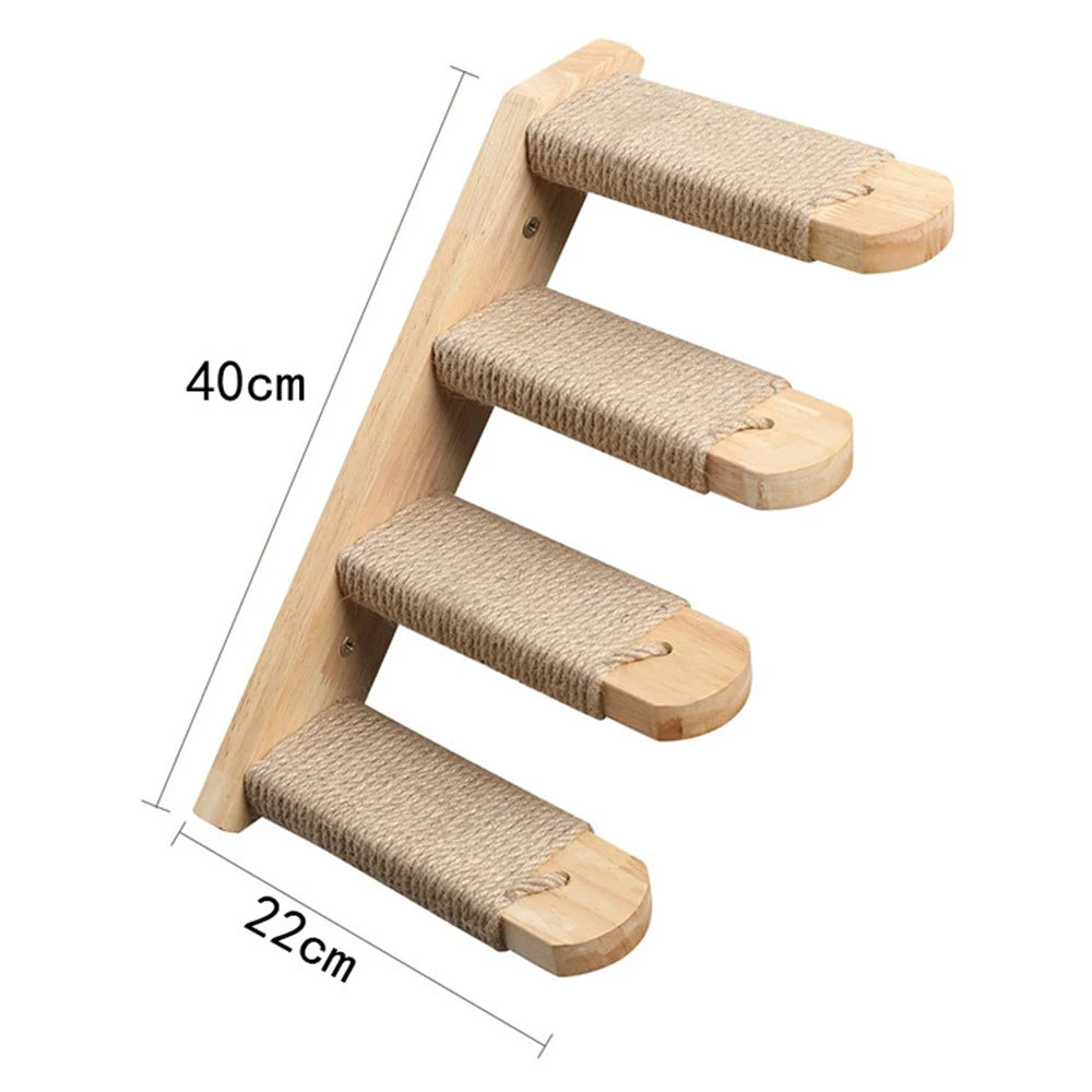 1 Piece Wall-mounted Cat Climbing Rope Solid Wooden Pedals And  Sisal Rope Kitten Training Claw Grinding Indoor Cat Furniture