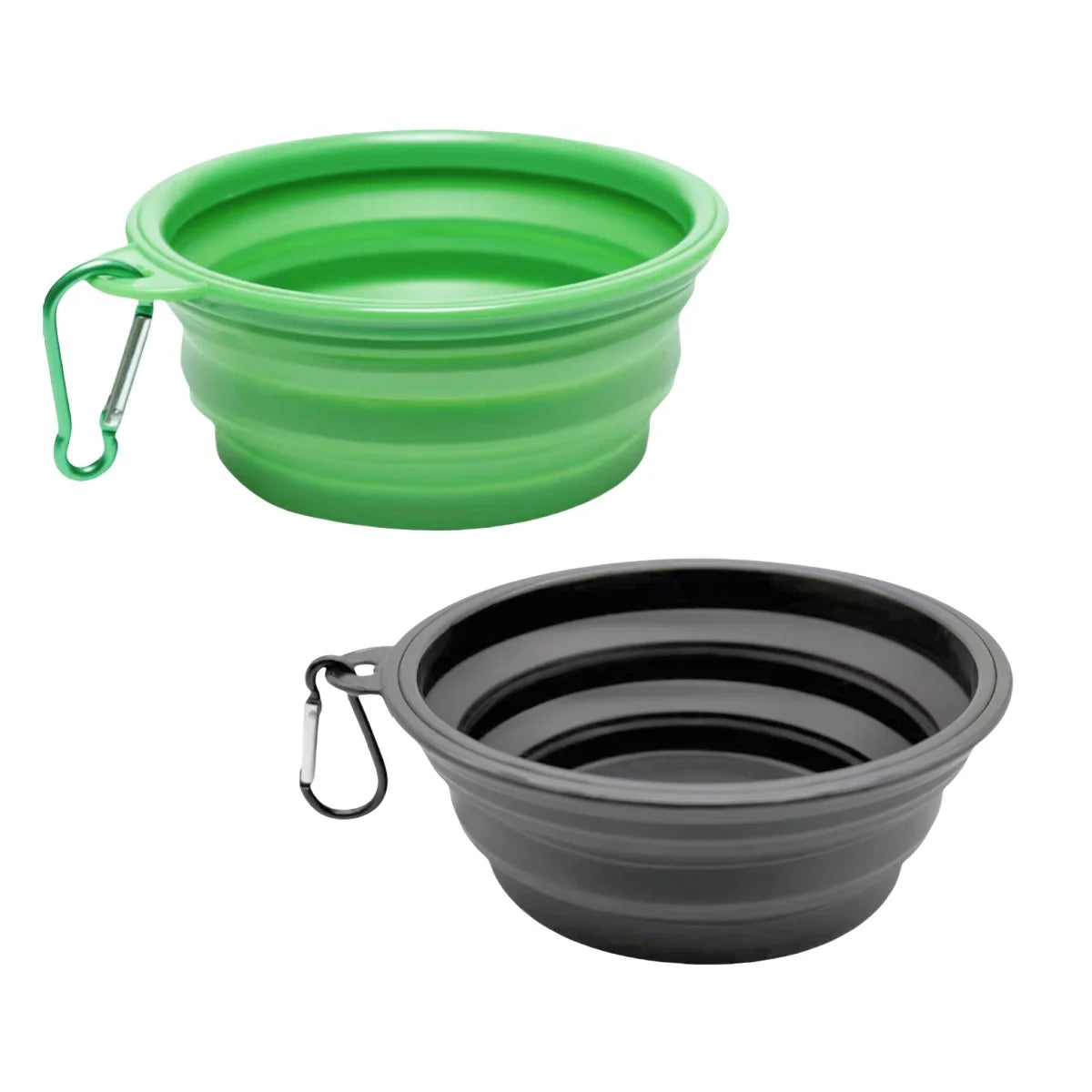 2pcs Collapsible Pet Silicone Dog Food Water Bowl Outdoor Camping Travel Portable Folding Supplies Dishes with Carabiner