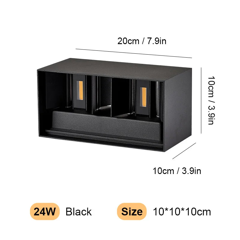 Waterproof Aluminum LED Wall Lamp for Outdoor and Indoor Use – 12W/24W Options, IP65 Rated Wall Sconces - 7