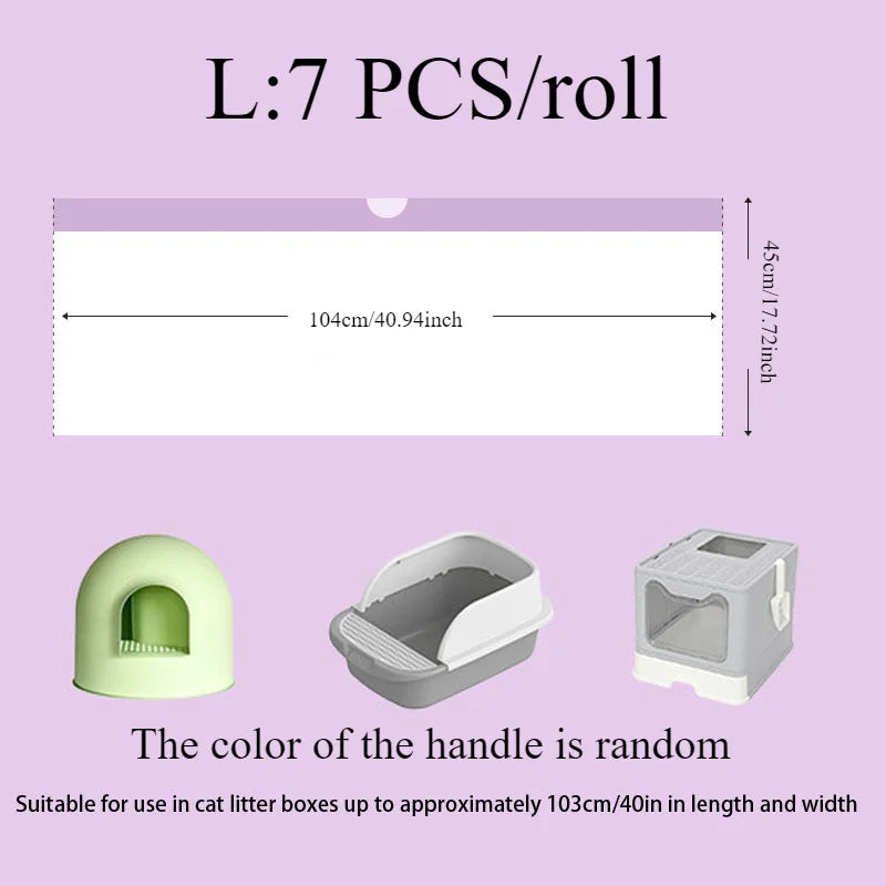 1/2/3Rolls Disposable Cat Litter Bags Disposable Pet Waste Bag with Drawstring Quick Clean Portable Cat Litter Box Liners Bags