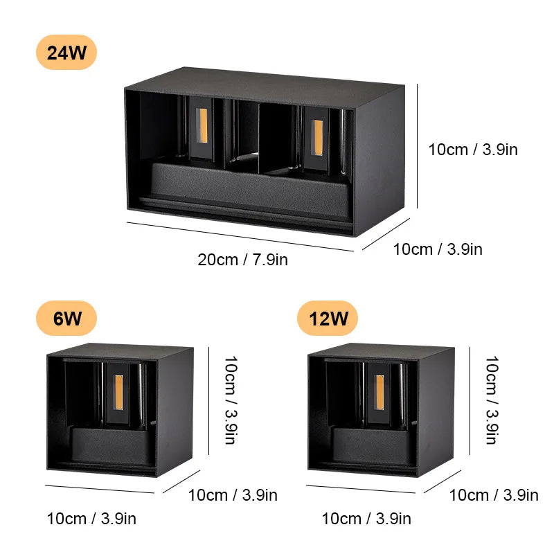 Waterproof Aluminum LED Wall Lamp for Outdoor and Indoor Use – 12W/24W Options, IP65 Rated Wall Sconces - 4