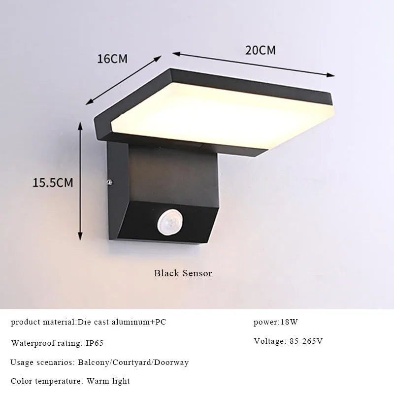 Luma Outdoor Wall Lamp | IP65 Waterproof, Adjustable Angle, Motion Sensor