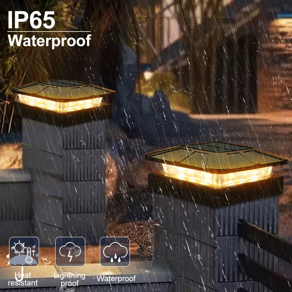 Nova Solar Post Cap Light | IP65 Waterproof, 3 Lighting Modes for 4-Inch Posts