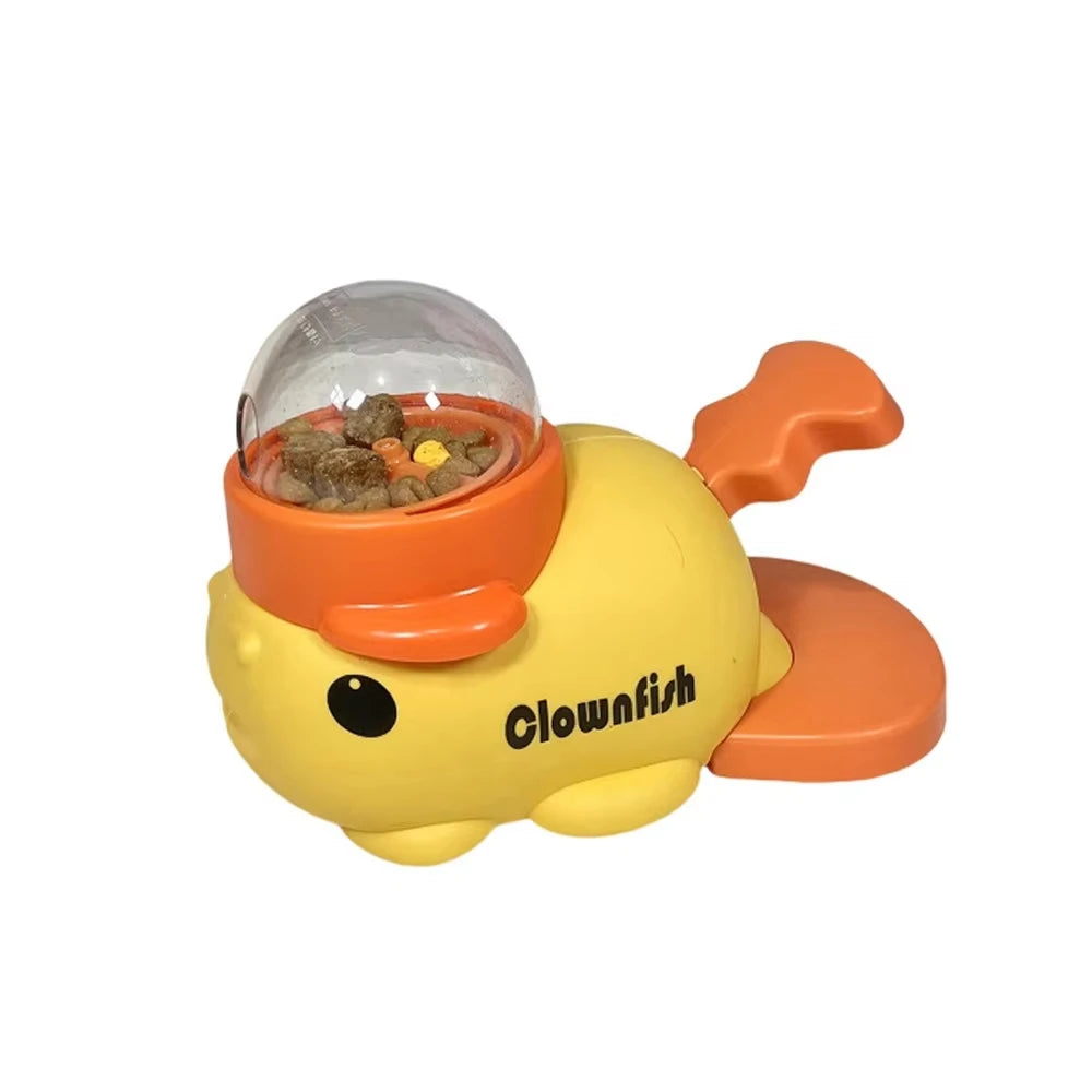 2-in-1 Interactive Dog Toy Pet Automatic Food Treat Dispenser Cartoon Duck Design Slow Food Pet Snack Feeder for Dog Training
