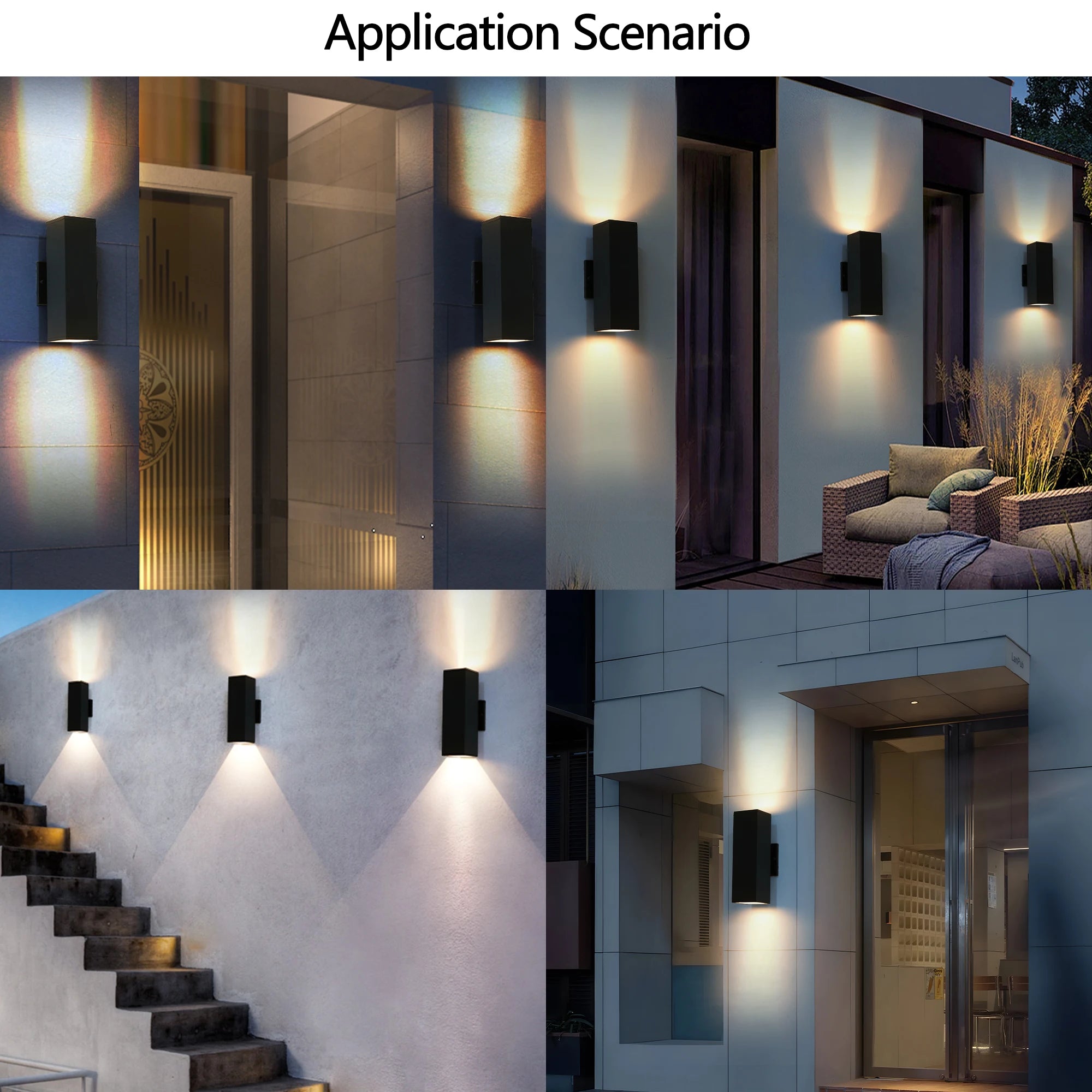 Waterproof Outdoor Wall Light Sconce, 2-Pack Black Aluminum Exterior Lantern with GU10 Bulbs for Porch and Patio - 4