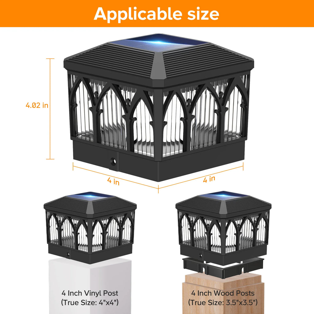 Kona Solar Post Cap Lights | Dual Mode, IPX5 Waterproof, Fits 3.5x3.5 & 4x4 Posts