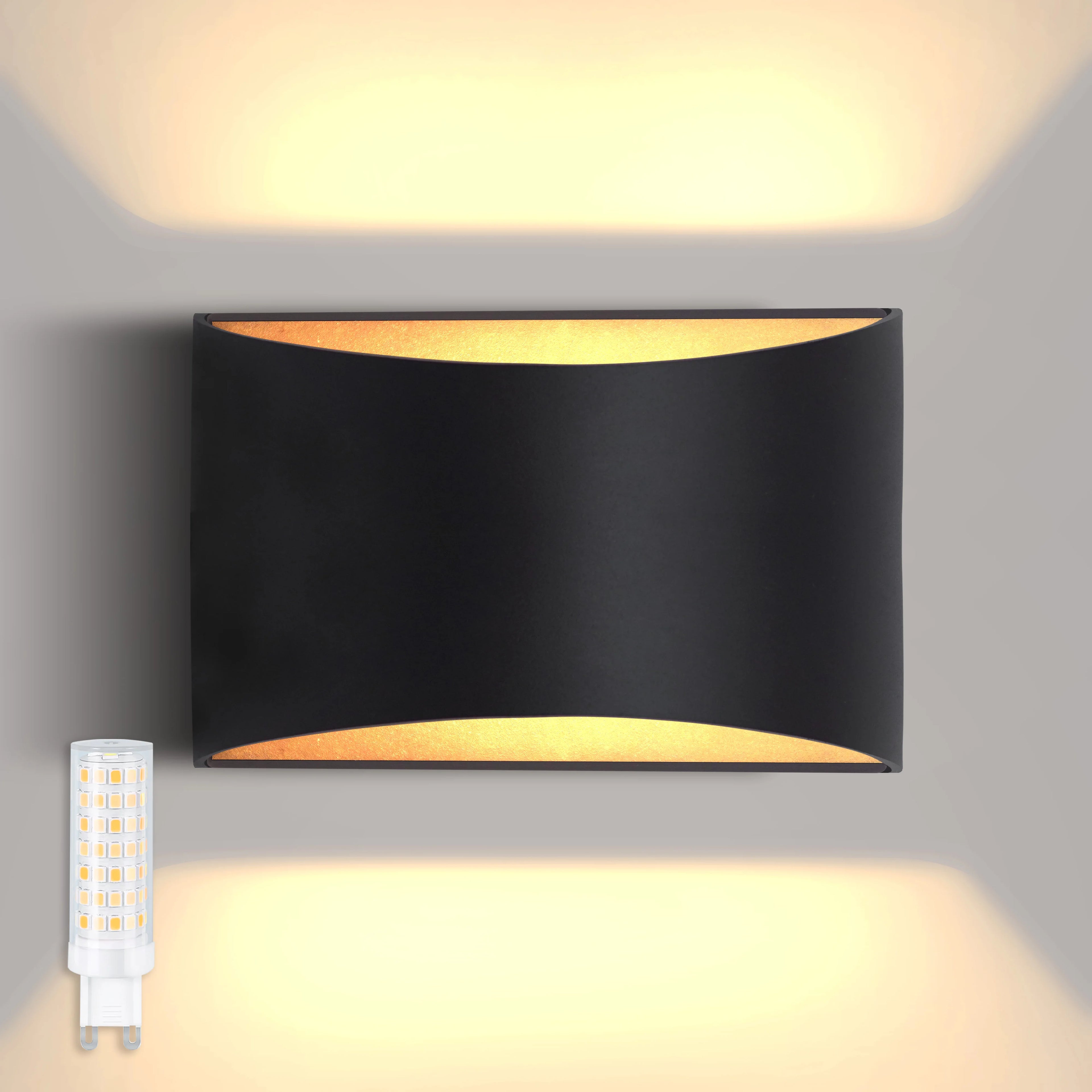 Mona ウォールスコンセ | 7W LED アップダウンライト、アルミニウム、透明ガラス