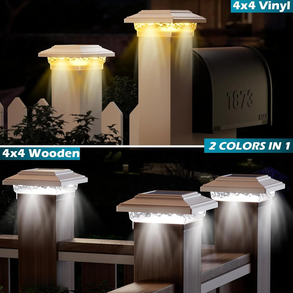 Sable Solar Post Lights | Waterproof, 50 Lumens, 2 Color Modes, 6 Pack