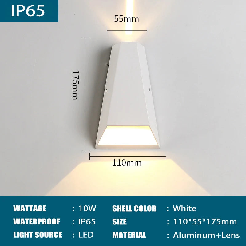 IP65 Waterproof LED Wall Light - Modern Aluminum Outdoor Wall Sconce for Indoor and Outdoor Use, Energy Efficient 6W/10W - 12