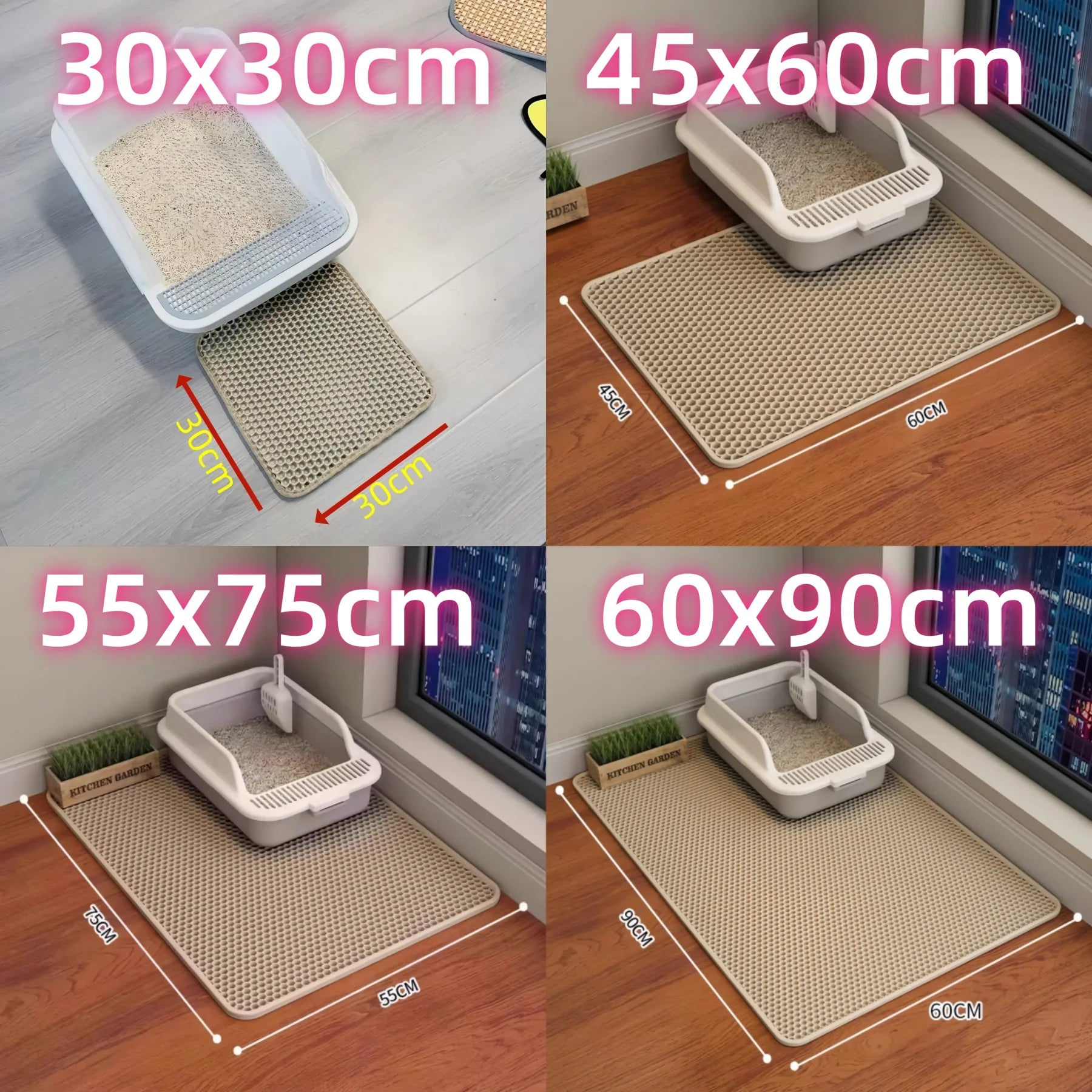 Large Cat Litter Mat Waterproof Double Layer Non Slip Litter Box Tray Pad Washable Durable Pet Toilet Training Mat