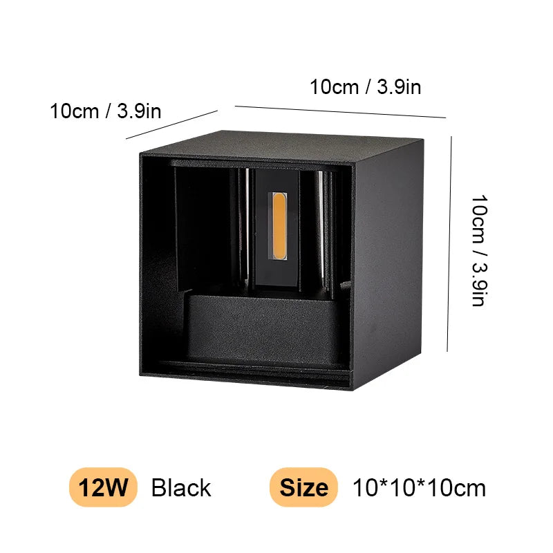 Waterproof Aluminum LED Wall Lamp for Outdoor and Indoor Use – 12W/24W Options, IP65 Rated Wall Sconces - 9