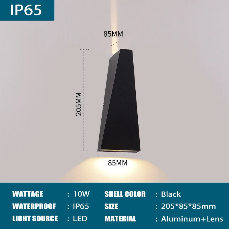 IP65 Waterproof LED Wall Light - Modern Aluminum Outdoor Wall Sconce for Indoor and Outdoor Use, Energy Efficient 6W/10W - 7