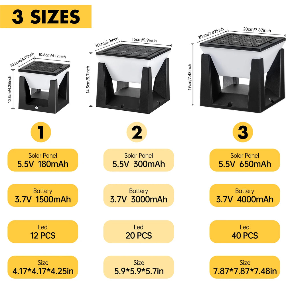 アマリリス ソーラーポストライト | 防水LED屋外ランプ、調光機能付き、アールデコ調