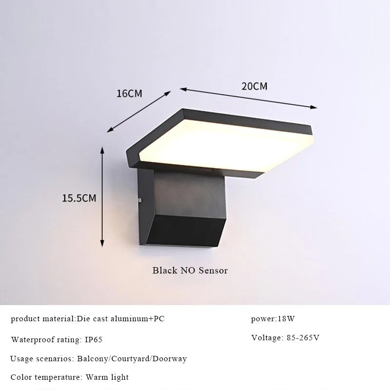 Luma 屋外用ウォールランプ | IP65防水、角度調整可能、モーションセンサー