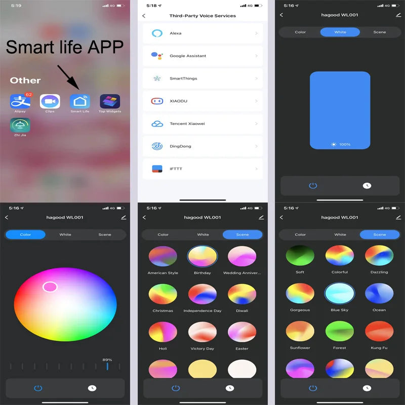 Yoryzeng Smart Wall Sconce | RGBW Dimmable, Bluetooth Control, Aluminum