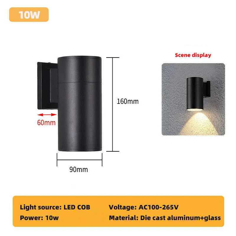 Waterproof Outdoor Wall Sconce – Modern IP65 LED Outdoor Wall Light for Garden and Patio, Aluminum Exterior Lantern - 8