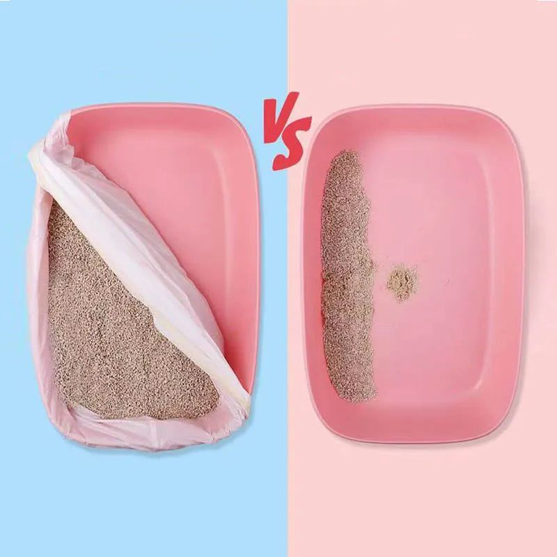 1/2/3Rolls Disposable Cat Litter Bags Disposable Pet Waste Bag with Drawstring Quick Clean Portable Cat Litter Box Liners Bags