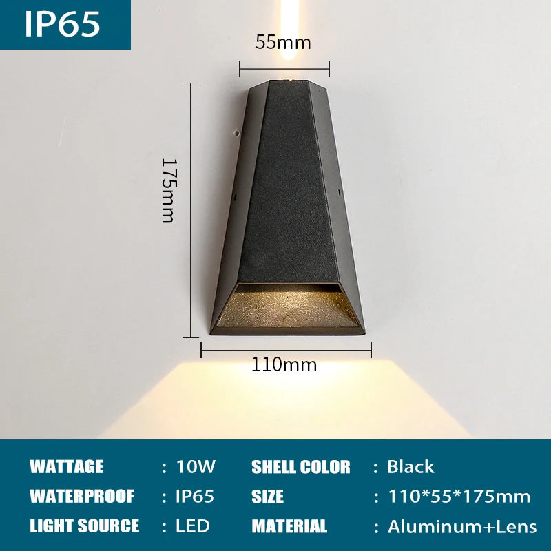 IP65 Waterproof LED Wall Light - Modern Aluminum Outdoor Wall Sconce for Indoor and Outdoor Use, Energy Efficient 6W/10W - 11