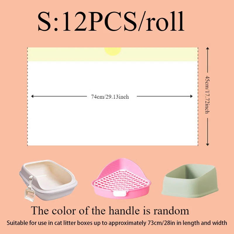 1/2/3Rolls Disposable Cat Litter Bags Disposable Pet Waste Bag with Drawstring Quick Clean Portable Cat Litter Box Liners Bags