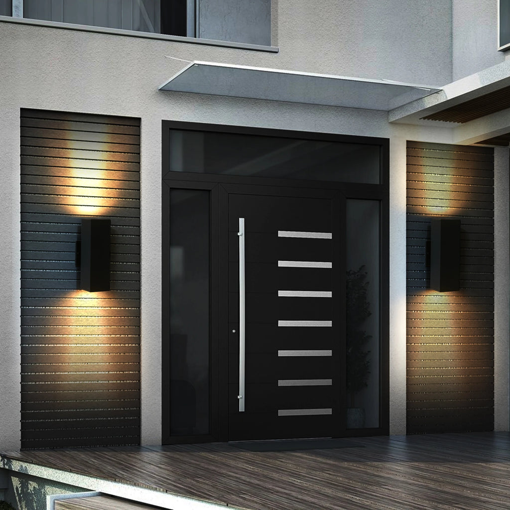 Waterproof Outdoor Wall Light Sconce, 2-Pack Black Aluminum Exterior Lantern with GU10 Bulbs for Porch and Patio - 3