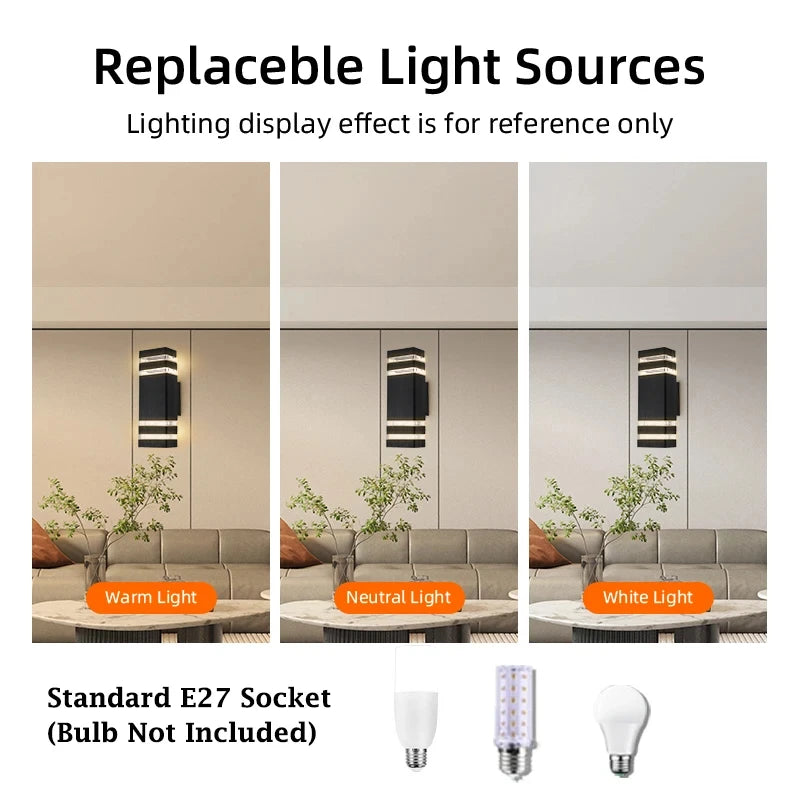 Luma Outdoor Wall Sconce | Waterproof IP65, Modern Design, E27 Socket