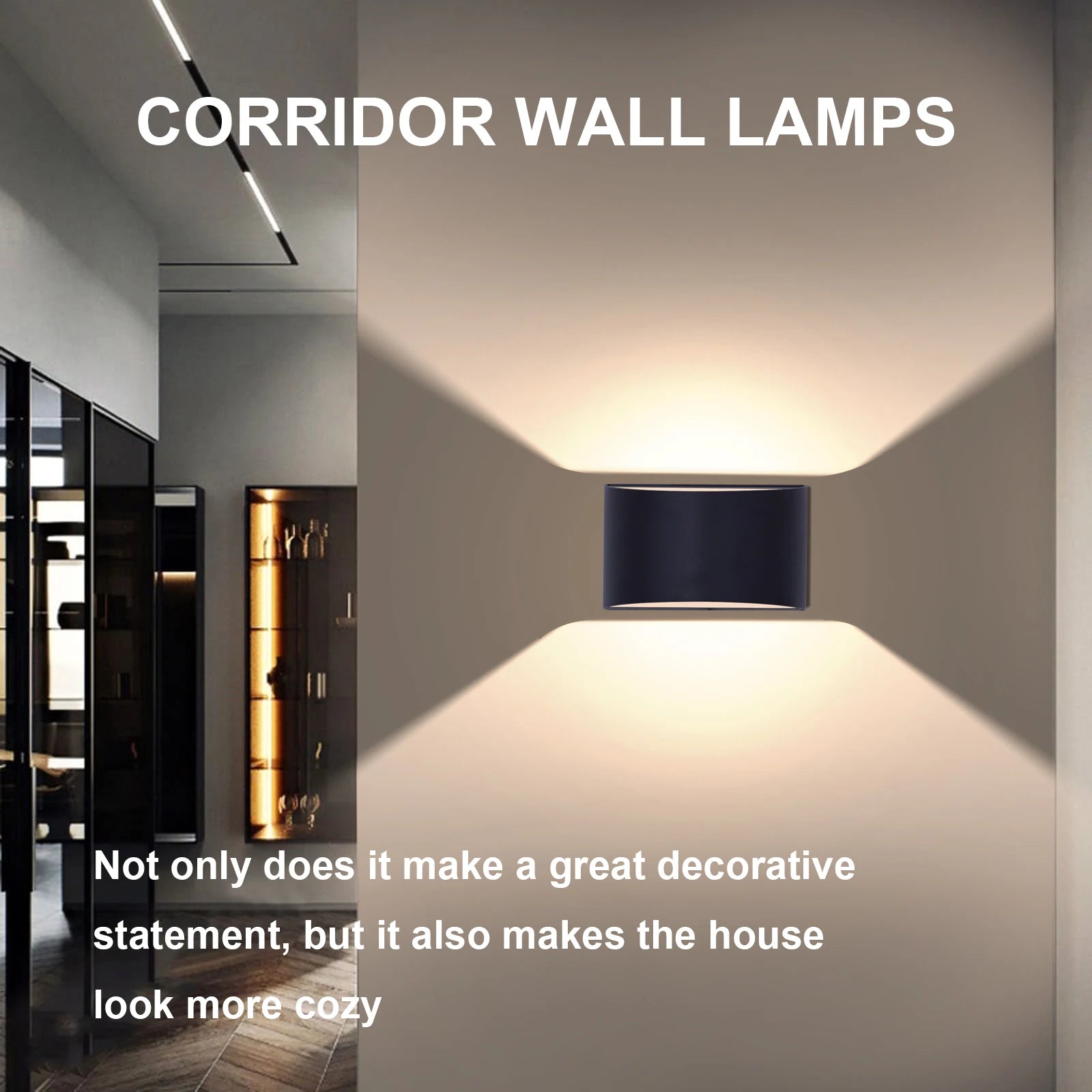 Mona ウォールスコンセ | 7W LED アップダウンライト、アルミニウム、透明ガラス