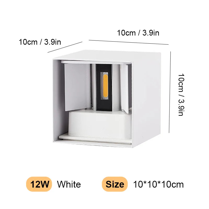 Waterproof Aluminum LED Wall Lamp for Outdoor and Indoor Use – 12W/24W Options, IP65 Rated Wall Sconces - 12