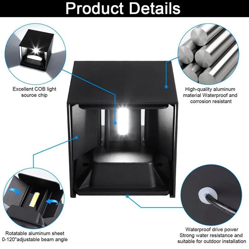 Elysian LED Wall Light | Waterproof Aluminum, Adjustable Beam Angle