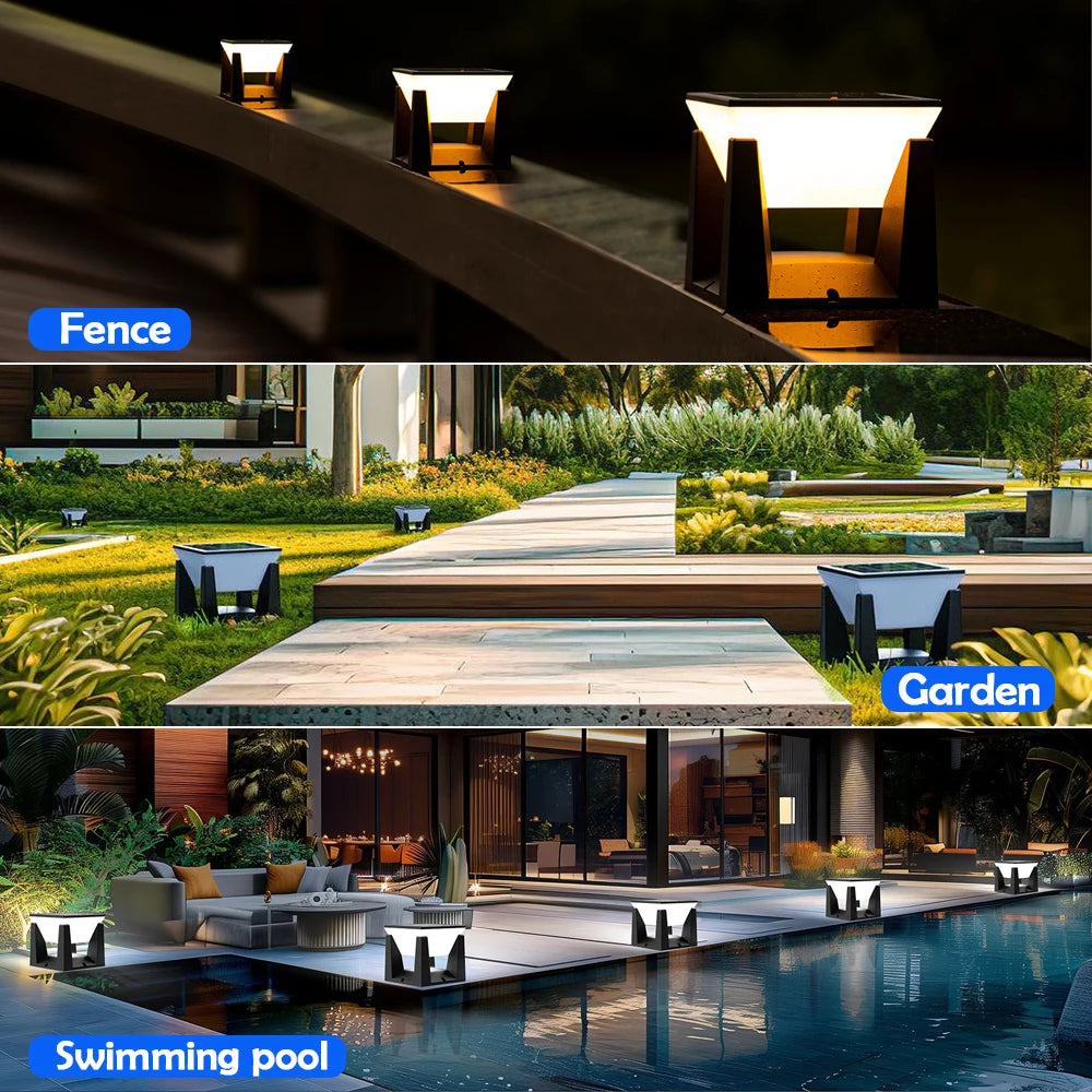 Solara ソーラーポストライト | 防水、LED、3色モード