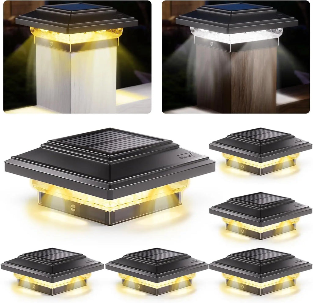 Sable Solar Post Lights | Waterproof, 50 Lumens, 2 Color Modes, 6 Pack
