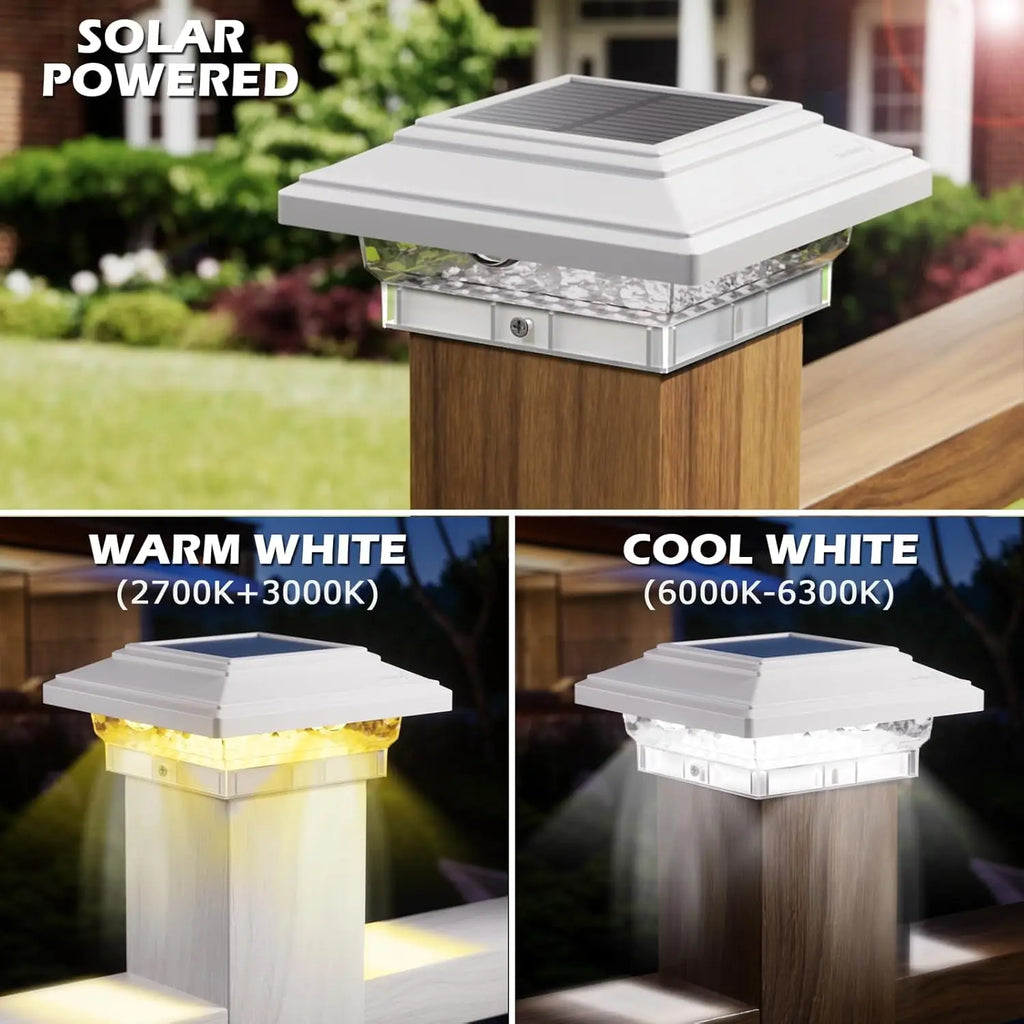 Sable Solar Post Lights | Waterproof, 50 Lumens, 2 Color Modes, 6 Pack