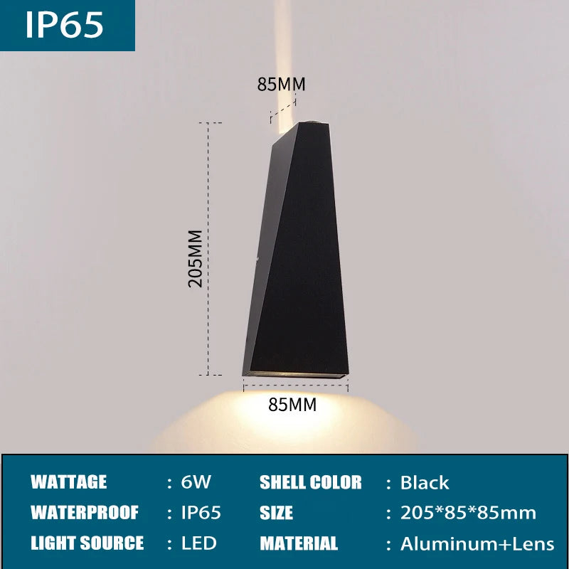 IP65 Waterproof LED Wall Light - Modern Aluminum Outdoor Wall Sconce for Indoor and Outdoor Use, Energy Efficient 6W/10W - 9