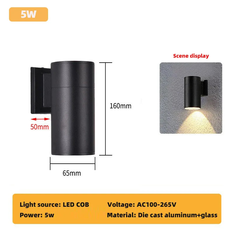 Waterproof Outdoor Wall Sconce – Modern IP65 LED Outdoor Wall Light for Garden and Patio, Aluminum Exterior Lantern - 7