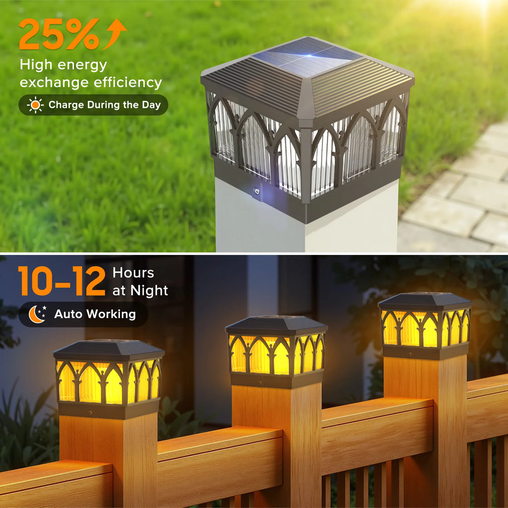 Kona Solar Post Cap Lights | Dual Mode, IPX5 Waterproof, Fits 3.5x3.5 & 4x4 Posts