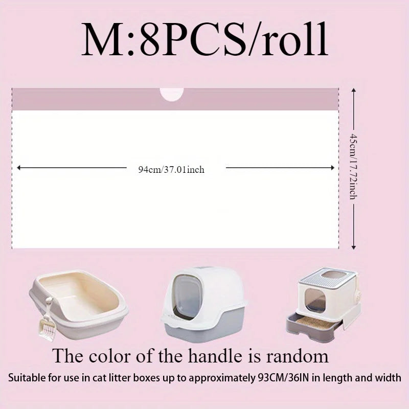 1/2/3Rolls Disposable Cat Litter Bags Disposable Pet Waste Bag with Drawstring Quick Clean Portable Cat Litter Box Liners Bags