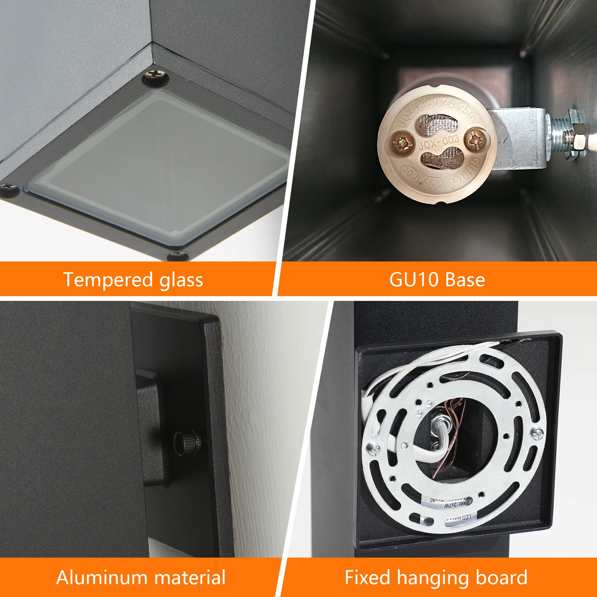 Waterproof Outdoor Wall Light Sconce, 2-Pack Black Aluminum Exterior Lantern with GU10 Bulbs for Porch and Patio - 5